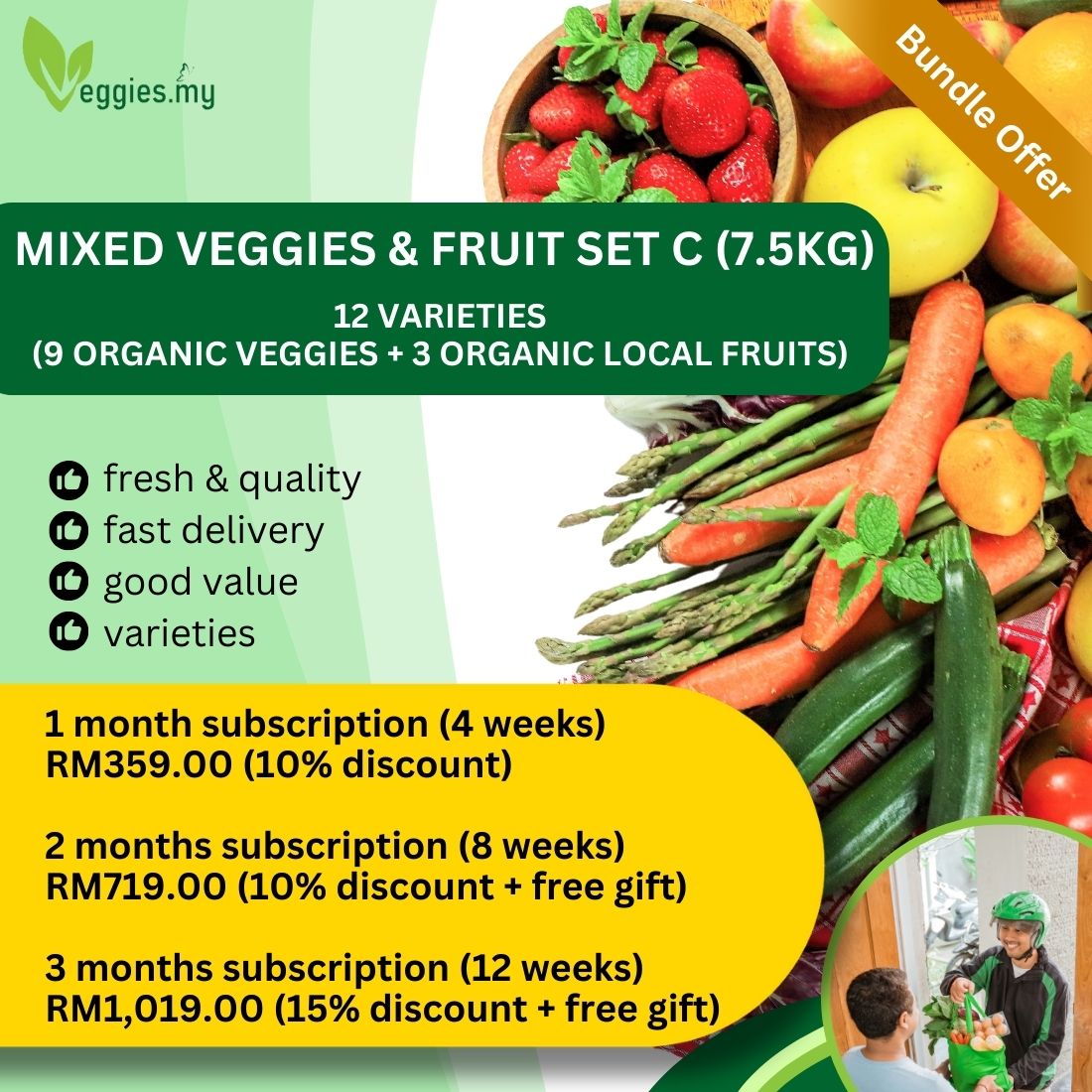 Mixed Veggies & Fruits Set C (Monthly Subscription)