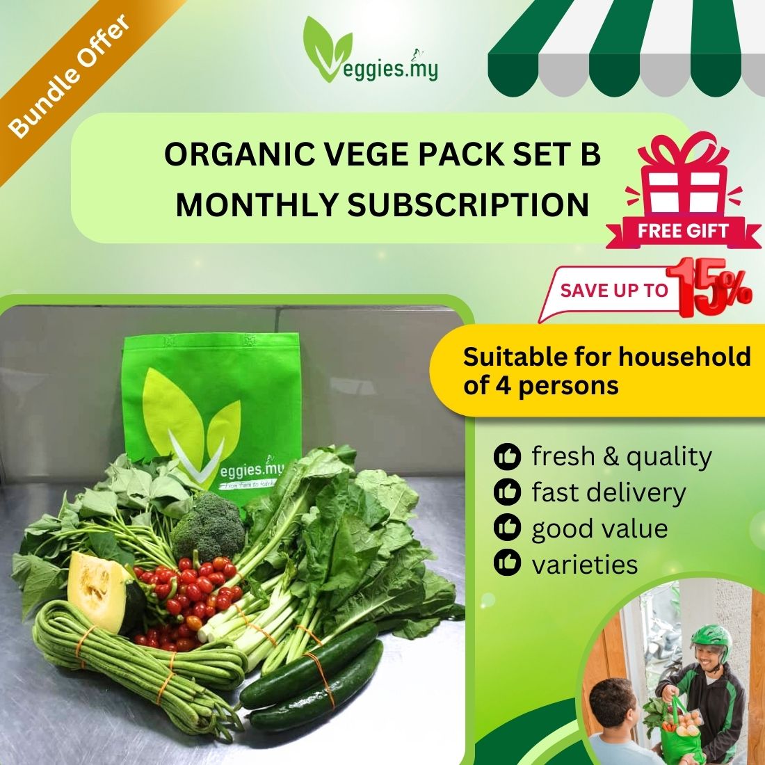 Organic Vege Pack Set B (Monthly Subscription)