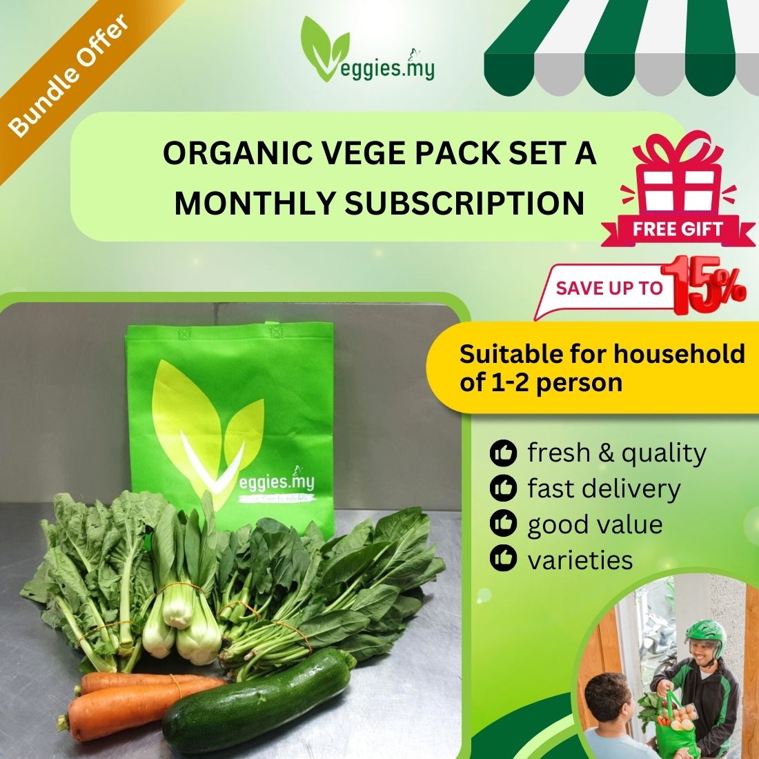Organic Vege Pack Set A (Monthly Subscription)